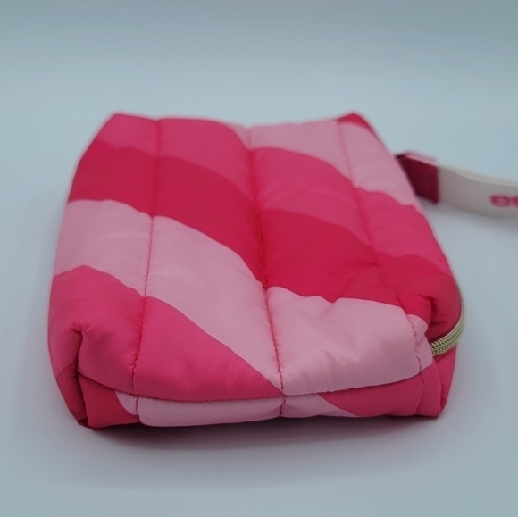 Estee Lauder Pink Stripe Puffy Cosmetic Case Clutch Wristlet #1275 - Picture 4 of 9